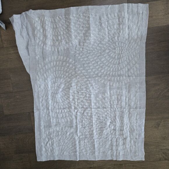 Restoration Hardware Embroidered Palmette Linen KING LOUNGER Sham Grey NEW - Picture 3 of 11